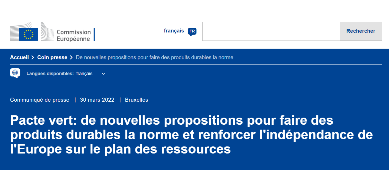 La Commission européenne établit de nouvelles propositions pour que les produits durables deviennent la norme 