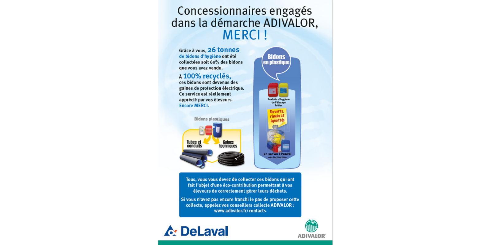 26 tonnes de bidons d’hygiène collectés avec DeLaval